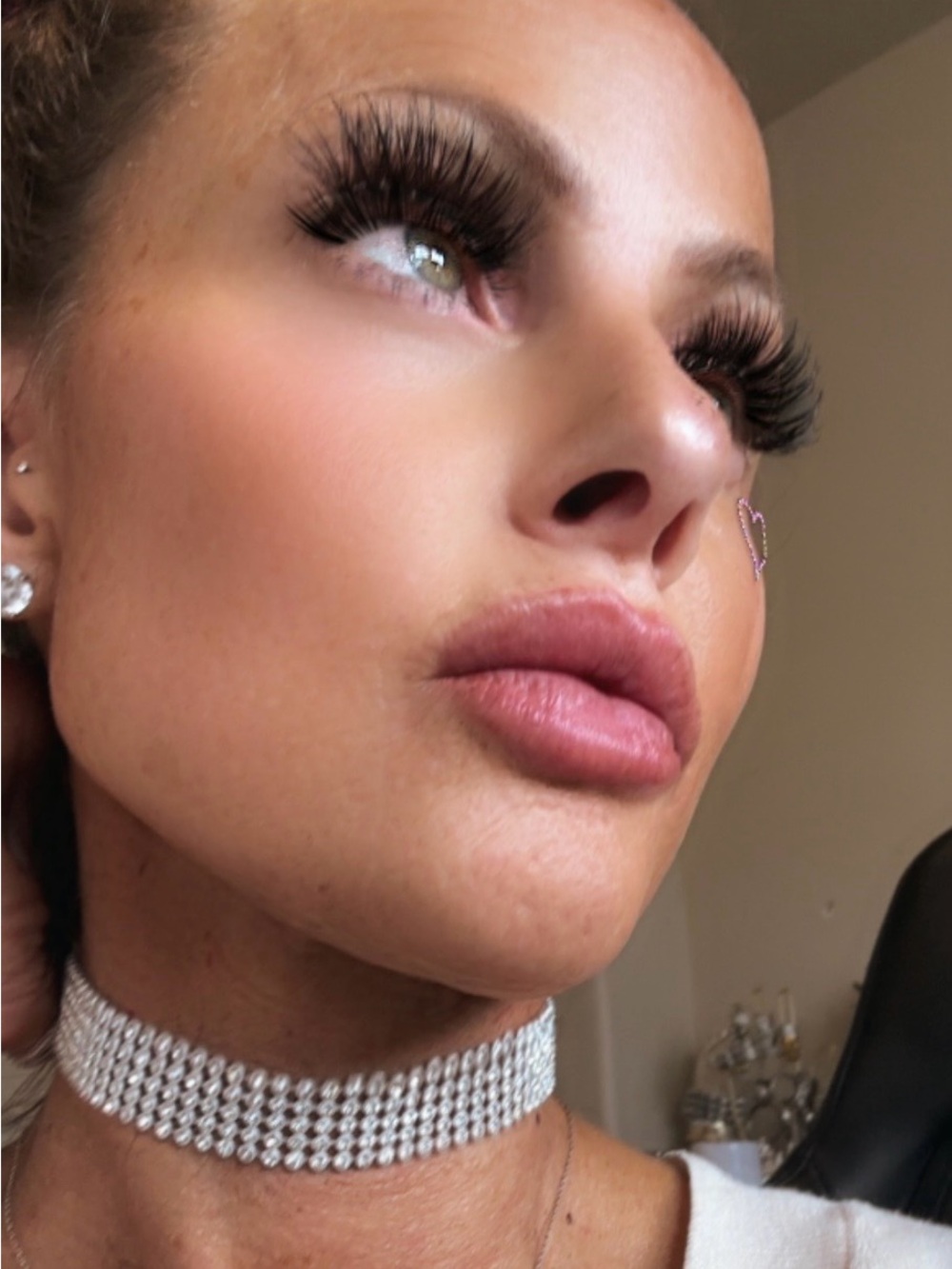 Rhinestone Crystal Choker Necklace - Silver Sparkle